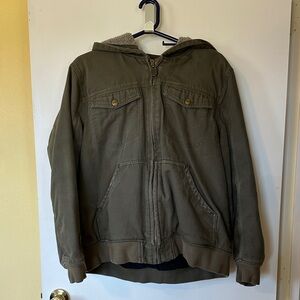 Duluth Trading Co Olive Hooded Bomber Jacket